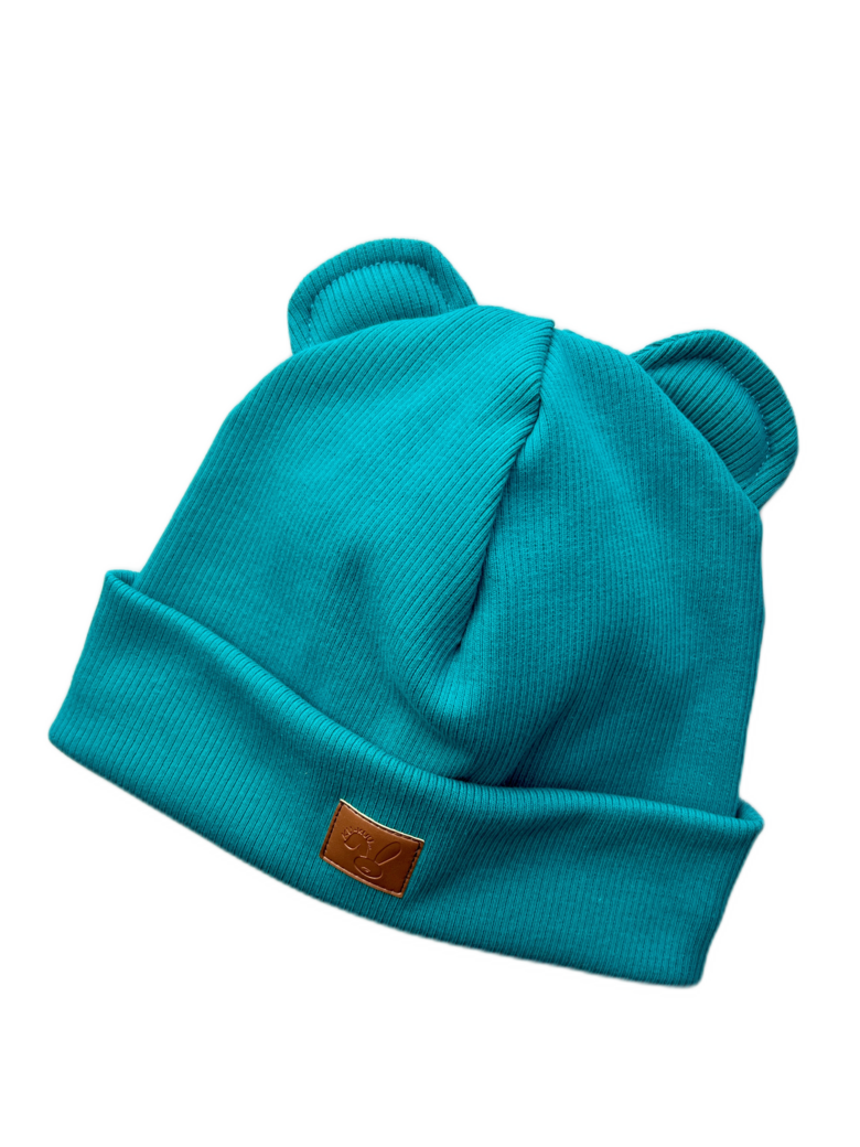 Starpsezonas cepure 4-6gadi, duļķaini zila, ar austiņām