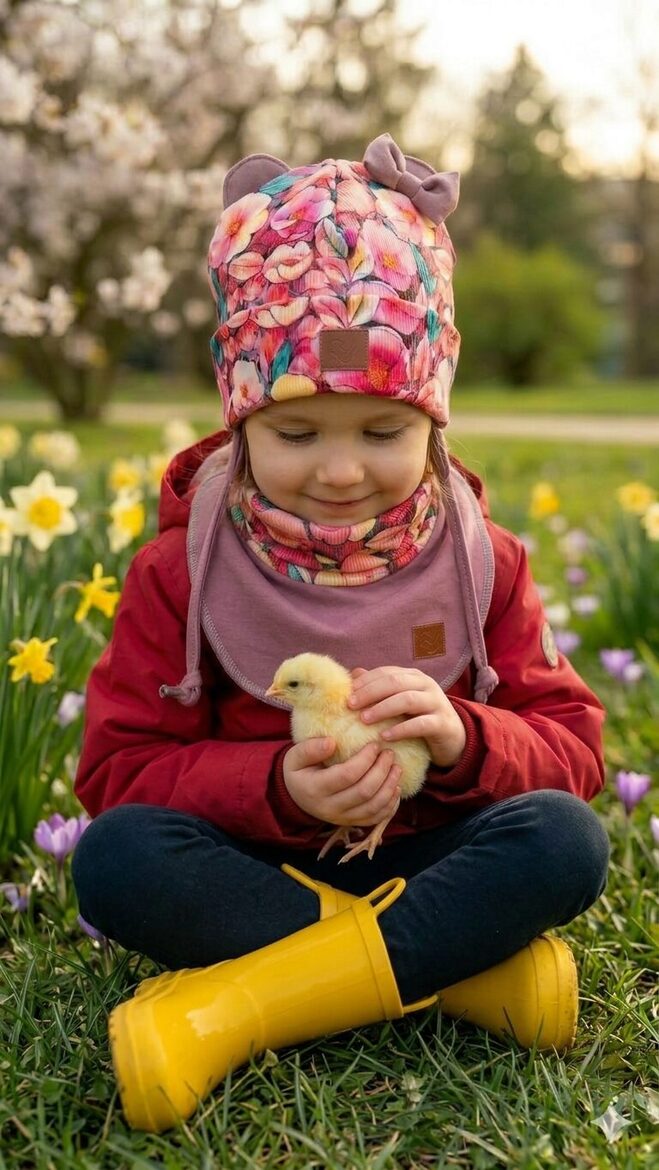 Starpsezonas cepure 4-6gadi, pavasara ziediņi