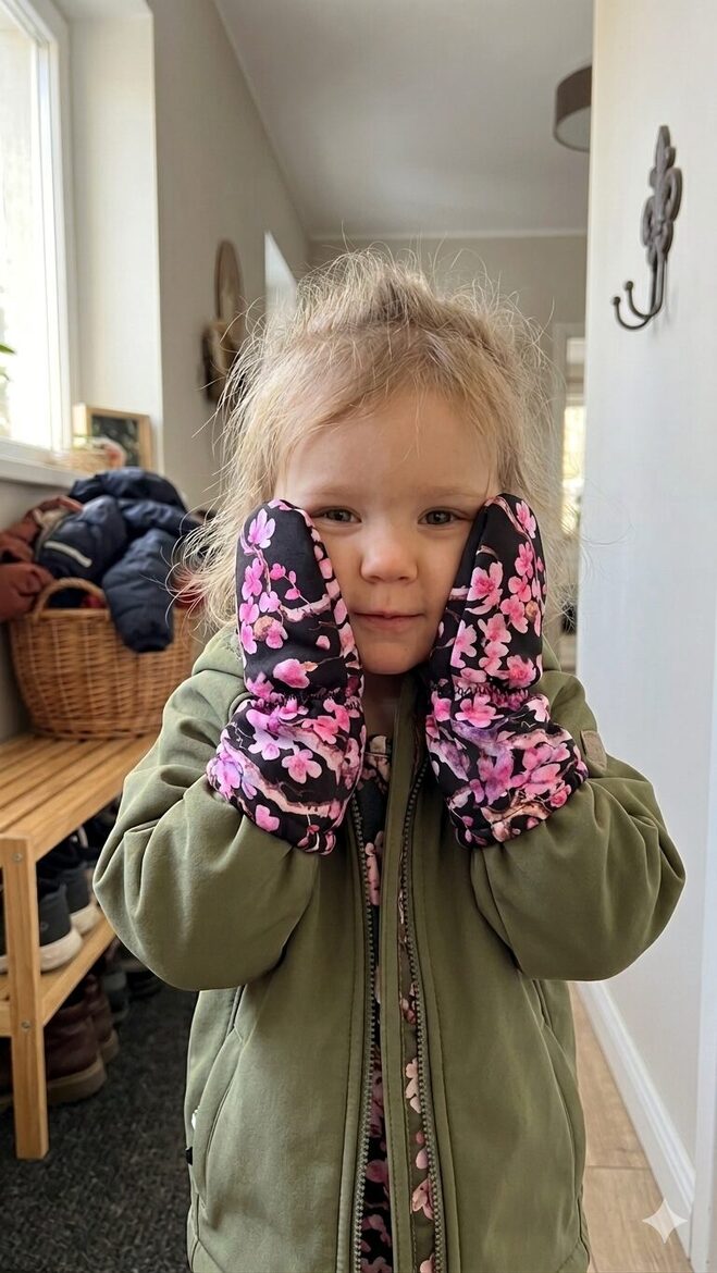 Softshell cimdi 1-2g, ķiršu ziedi