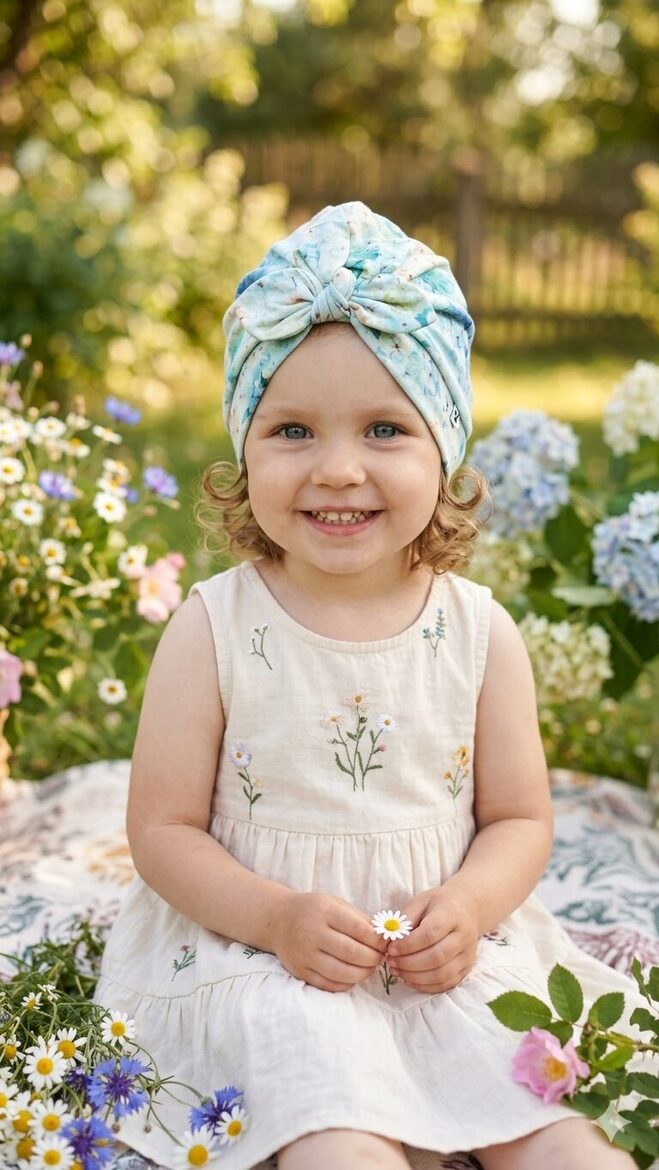 Turbāncepure 2-4gadi, zīmēti ziedi