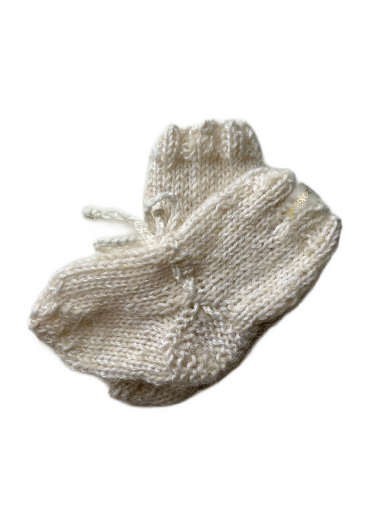 Merino zeķītes jaundzimušajiem, baltas