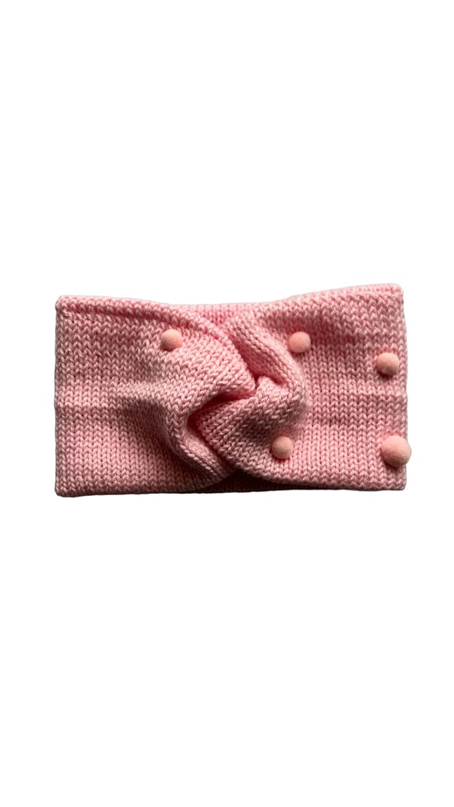 Merino ausaine, 48-52cm, Rozā ar rozā bumbiņām