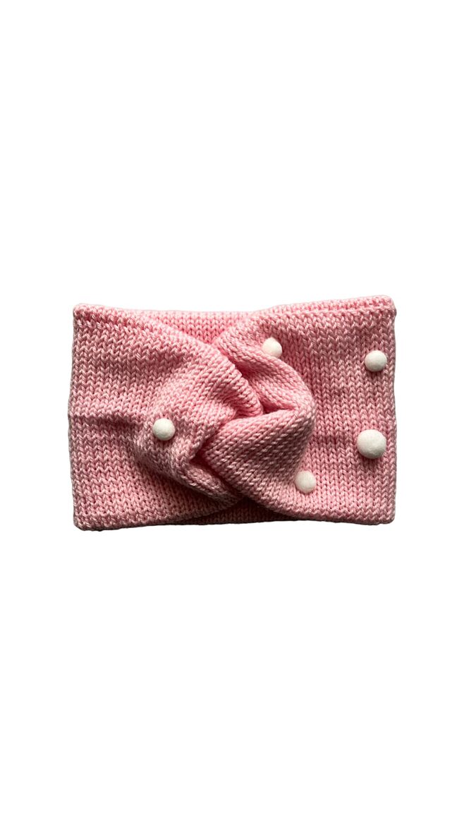 Merino ausaine, 48-52cm, Rozā ar baltām bumbiņām