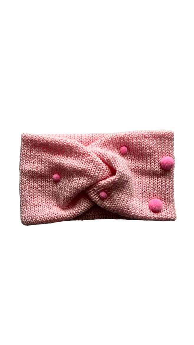 Merino ausaine, 48-52cm, Rozā ar spilgti rozā bumbiņām