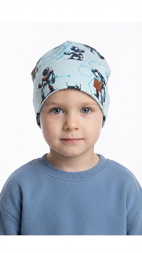 Beanie cepure 2-4gadi, robotiņi.
