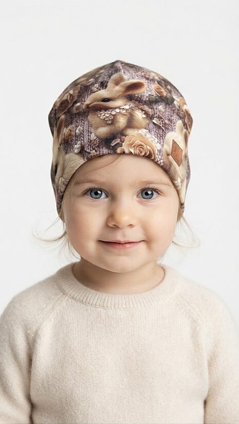 Starpsezonas Beanie cepure 1-2gadi, Zaķīši.