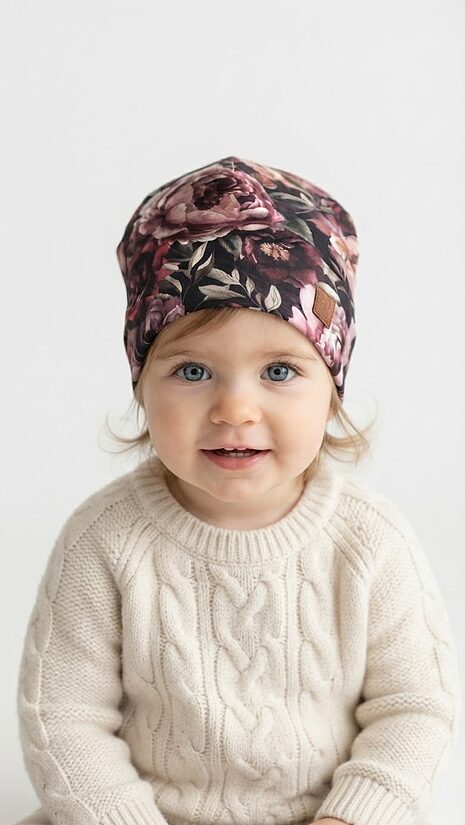 Starpsezonas Beanie cepure 1-2gadi, Peonijas.