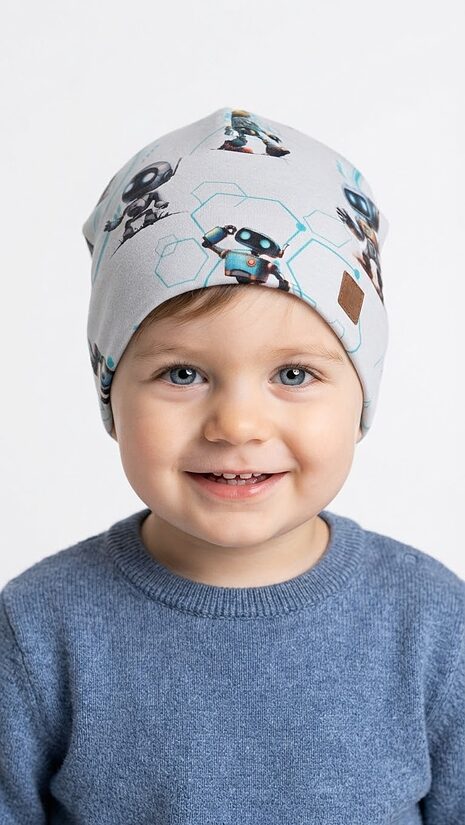 Starpsezonas Beanie cepure 1-2gadi, Robotiņi.
