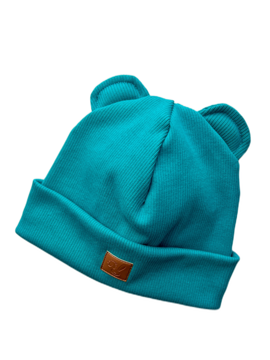 Starpsezonas cepure 4-6gadi, duļķaini zila, ar austiņām