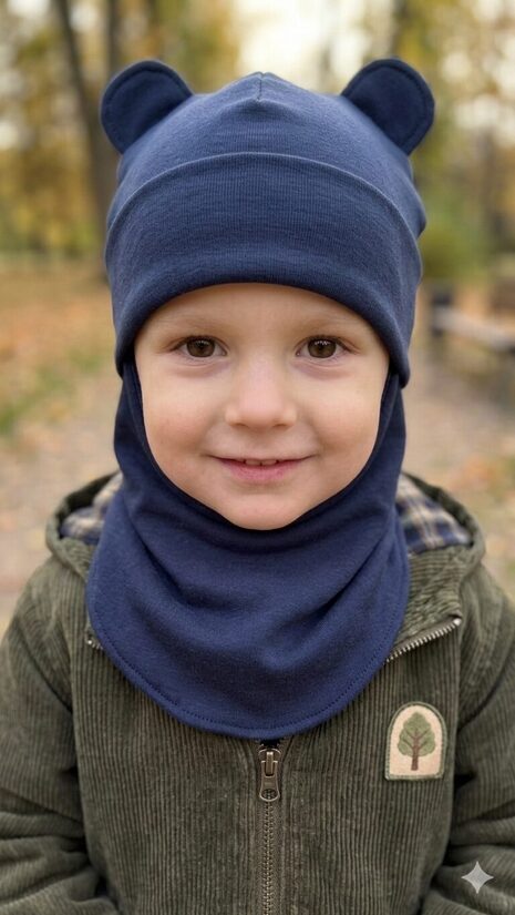 Starpsezonas ķivercepure 2-4gadi, tuši zila