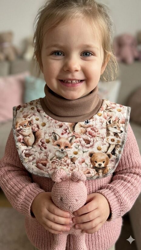 Apkaklītes šalle 2-4gadi, zvēriņi ziedos