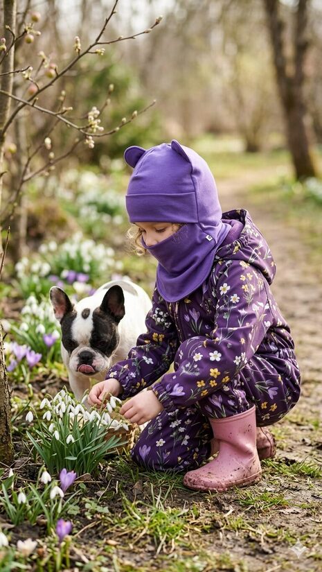 Starpsezonas ķivercepure 4-6gadi, tumši lillā ar ausīm