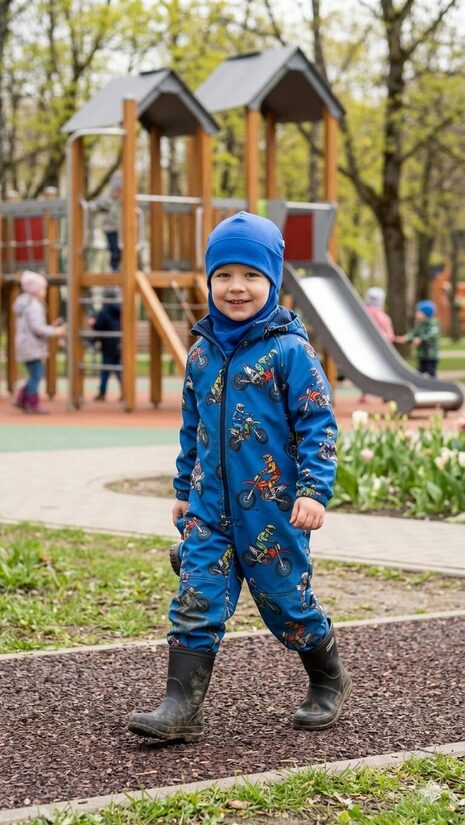 Starpsezonas ķivercepure 4-6gadi, Rudzupuķu zila, bez ausīm