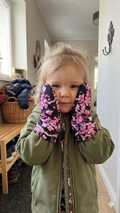 Softshell cimdi 1-2g, ķiršu ziedi