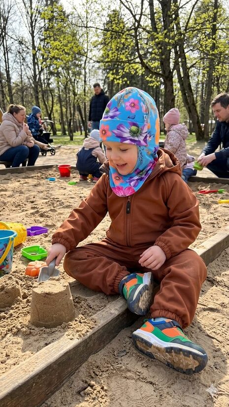 Starpsezonas ķivercepure 4-6gadi, ziedi uz zila