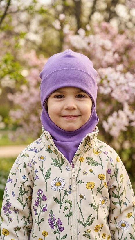 Starpsezonas ķivercepure 4-6gadi, tumši lillā bez ausīm