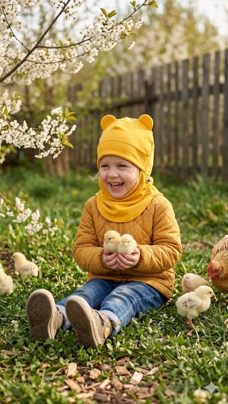 Starpsezonas ķivercepure 4-6gadi, saules dzeltena ar ausīm