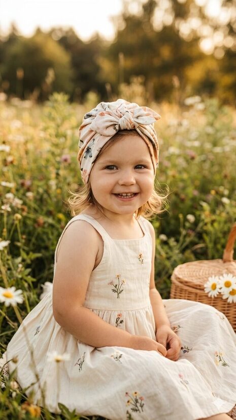 Turbāncepure 2-4gadi, bēšie ziedi