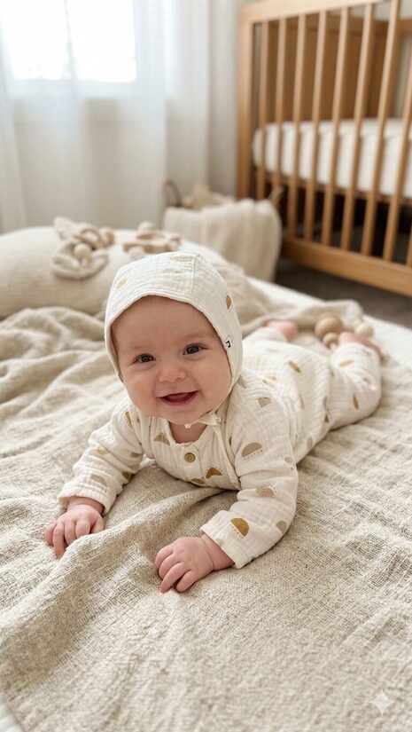 Muslina cepure 3-6m, balta ar rombiņiem