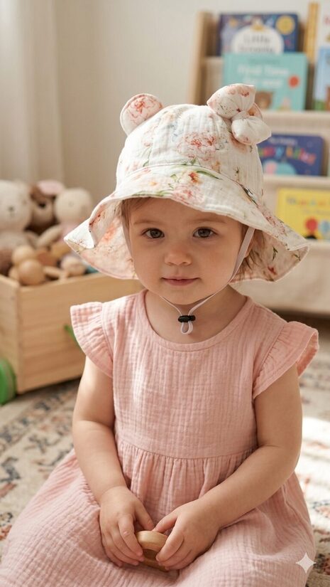 Muslina cepure 1-2gadi, maigas rozītes