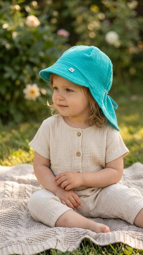 Muslina cepure ar nagu, 1-2gadi, triki zila