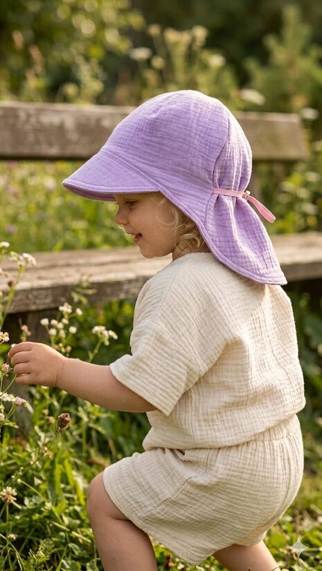 Muslina cepure ar nagu, 1-2gadi, lillā