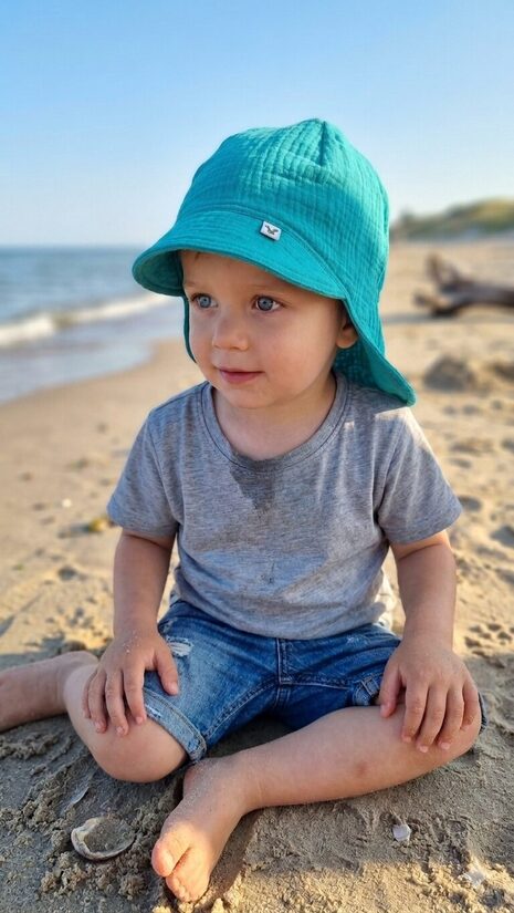 Muslina cepure ar nagu, 2-4gadi, triki zila