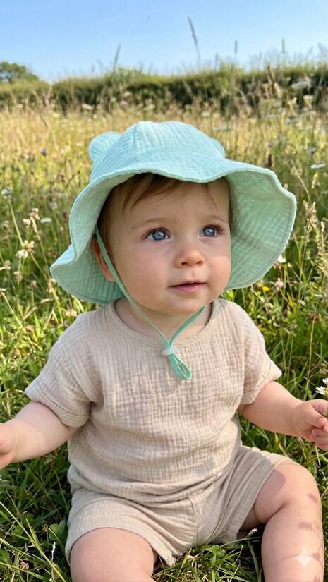 Muslina cepure 6-12m, mint tonis.