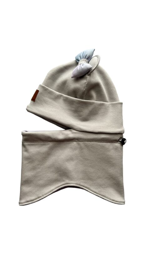 Starpsezonas ķivercepure 1-2gadi, pelēka ar pasteļ lillā, atverama