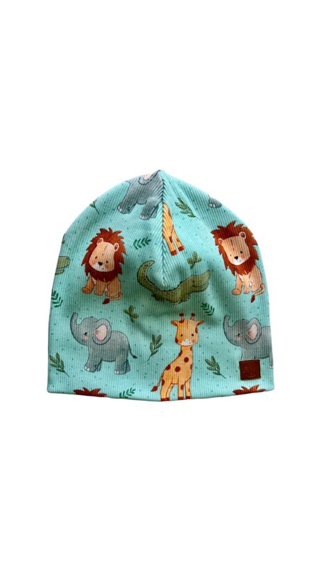 Beanie cepure 2-4gadi, dzīvnieki uz Mint fona.