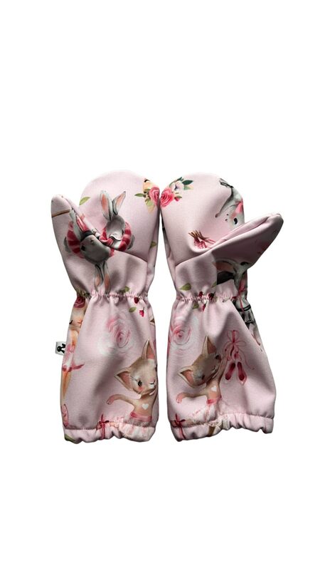 Softshell cimdi 1-2g,zvēriņi-balerīnas