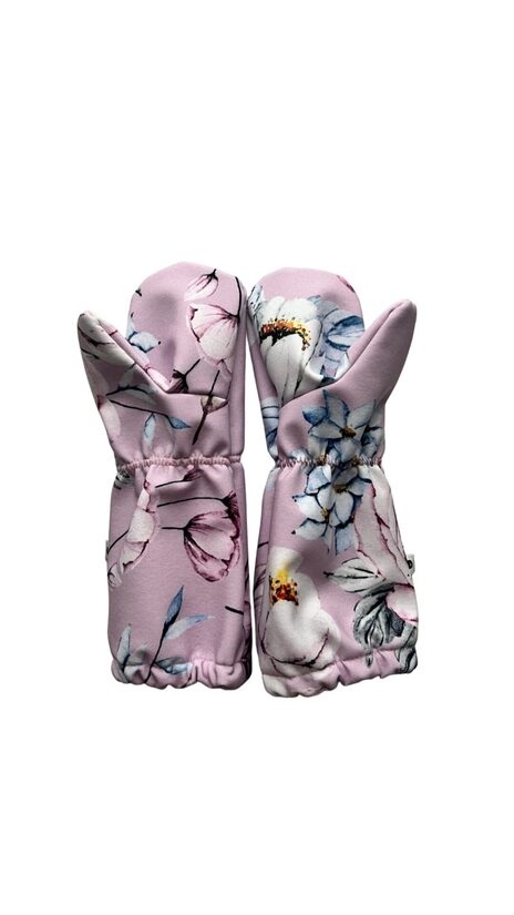 Softshell cimdi 2-4g, lillā ziedi